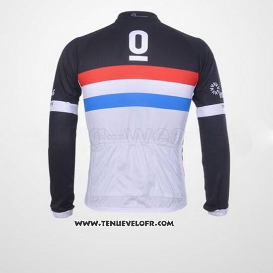 2011 Maillot Ciclismo Trek Leqpard Champion France Noir et Blanc Manches Longues et Cuissard
